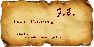 Fodor Barakony névjegykártya